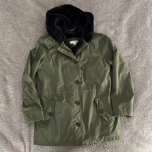 Boden Army Green Oregano Faux Fur Lined Winter Water Resistant Coat Size US 8